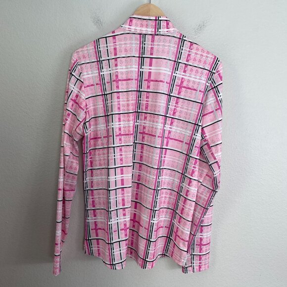 SanSoleil Womens Large Plaid Long Sleeve 1/4 Zip Golf Sun Shirt UV 50+ Cooling - Picture 9 of 10